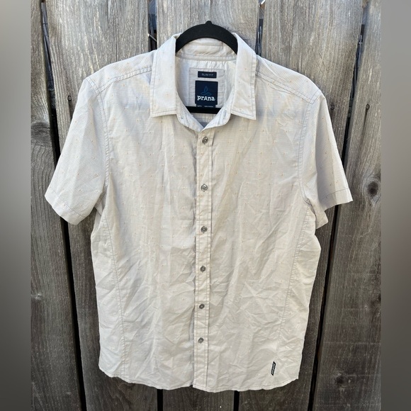 Men's PrAna Button-Down Shirt Multicolor Geometric  M Cotton Hippy BOHO City - Picture 1 of 12